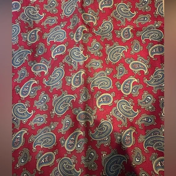 VINTSGE CHRISTIAN DIOR RED PAISLEY/TAN FABRIC LONG SCARF VGUC